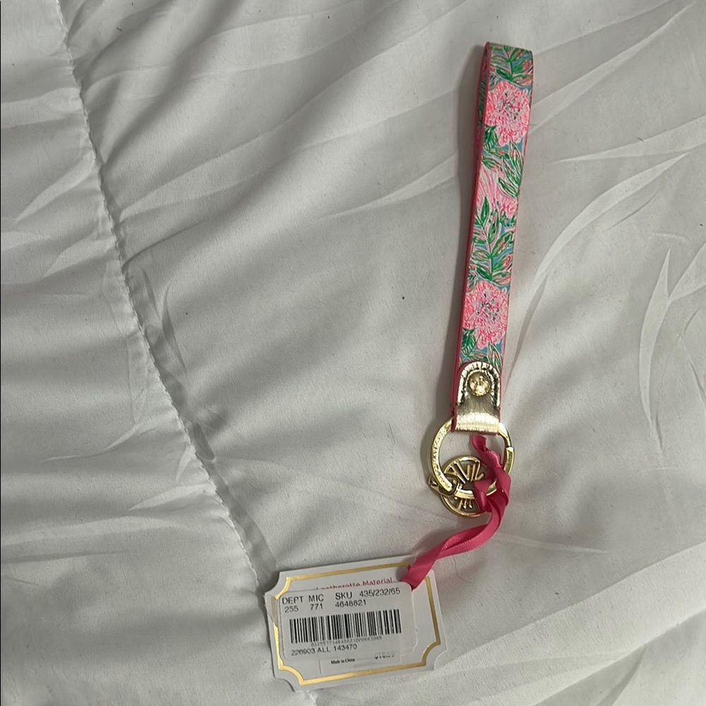 Floral Wristlet Keychain with Gold Accents